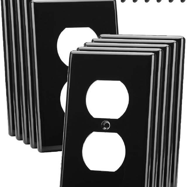 Bates- Black Outlet Covers - 10 Pack Duplex Receptacle Covers, Wall Outlet Cover, Electric Outlet Cover Plate