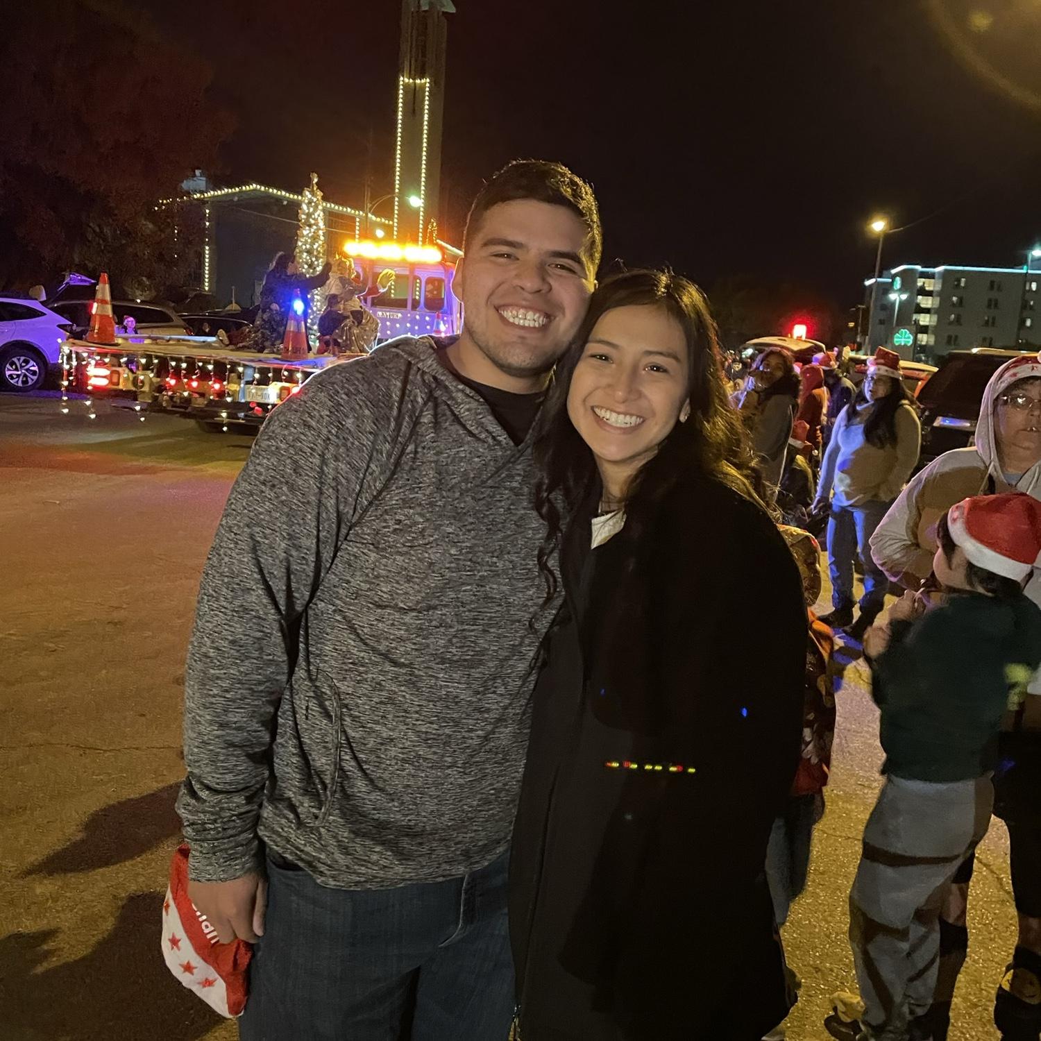 Their first time out together! The infamous Christmas Light Parade!!