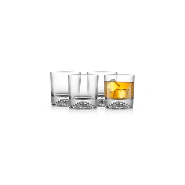 JoyJolt Swish Crystal Basketball Whiskey Glass - Set of 4 Old Fashioned Crystal Glass - 10 oz