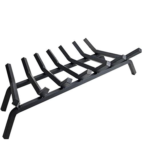 Fireplace Log Grate 27 inch - 6 Bar Fire Grates - Heavy Duty 3/4” Wide Solid Steel - For Indoor Chimney Hearth Outdoor Fire Place Kindling Tool Pit Wrought Iron Wood Stove Firewood Burning Rack Holder