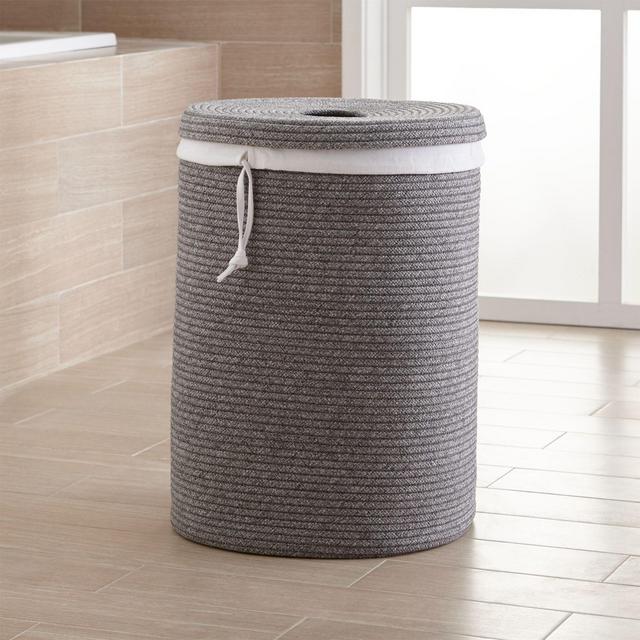 Lupe Grey Braided Hamper with Liner