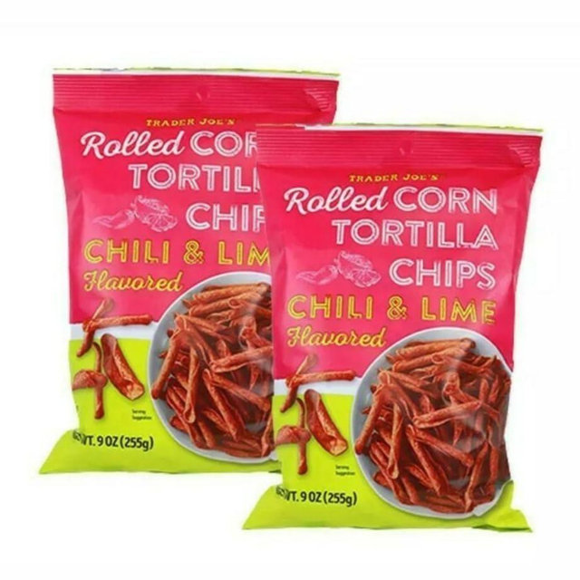 Trader Joe's Rolled Corn Tortilla Chips, Chili & Lime Flavored, 2 Pack