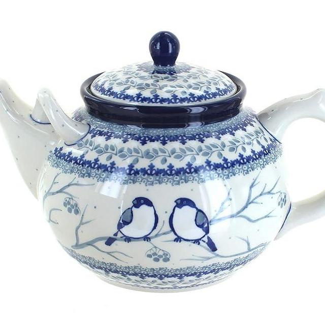 Blue Rose Polish Pottery Bluebird Large Teapot