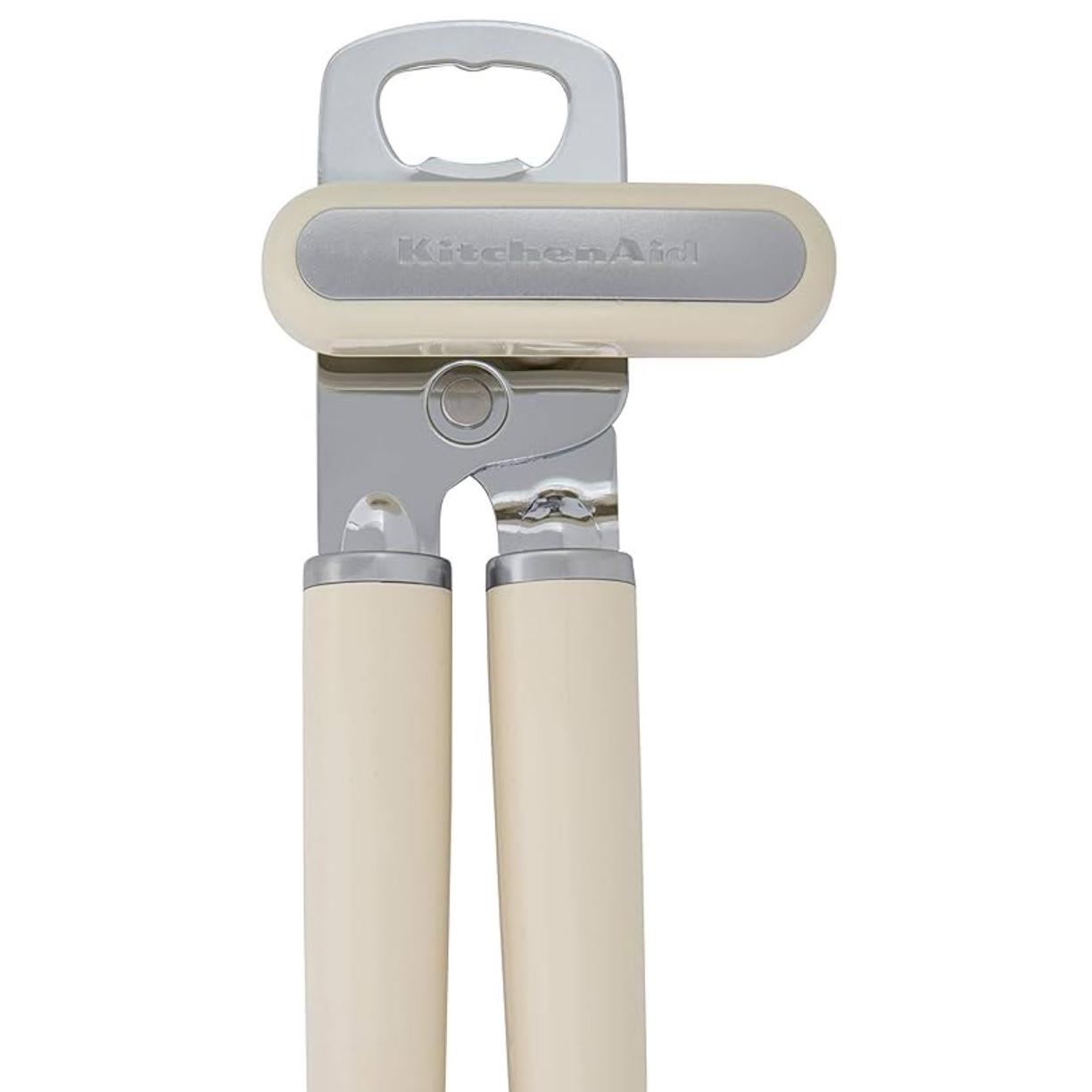 KitchenAid Classic Multifunction Can Opener and Bottle Opener Easy to Use, Razor Sharp Stainless Steel Cutting Wheel, Soft Ergonomic Handles, Almond Cream