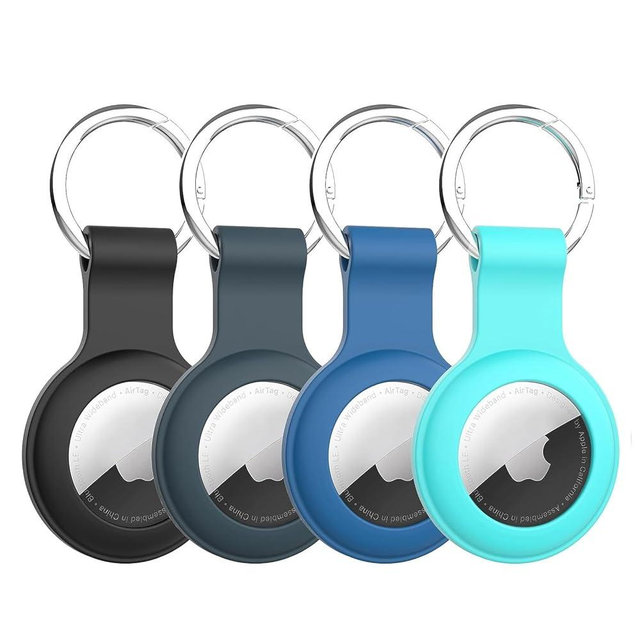 HATALKIN Compatible with AirTag Case Keychain Air Tag Case Holder Silicone AirTag Key Ring Cases Air Tags Key Chain Compatible with Apple AirTag GPS Item Finders Accessories 4 Pack