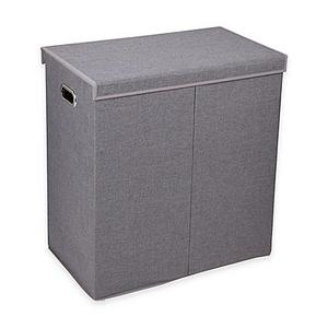 Household Essentials® Collapsible 2-Compartment Laundry Hamper in Grey