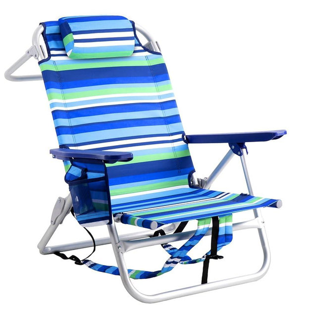 LEMBERI Backpack Beach Chairs for Adults,1/2 Pack Folding Heavy Duty Camping Chair with Large Pockets and Cup Holder,Adjustable high Beach Lounge Chair with Towel Rack for Outdoor (1, Deep Blue)