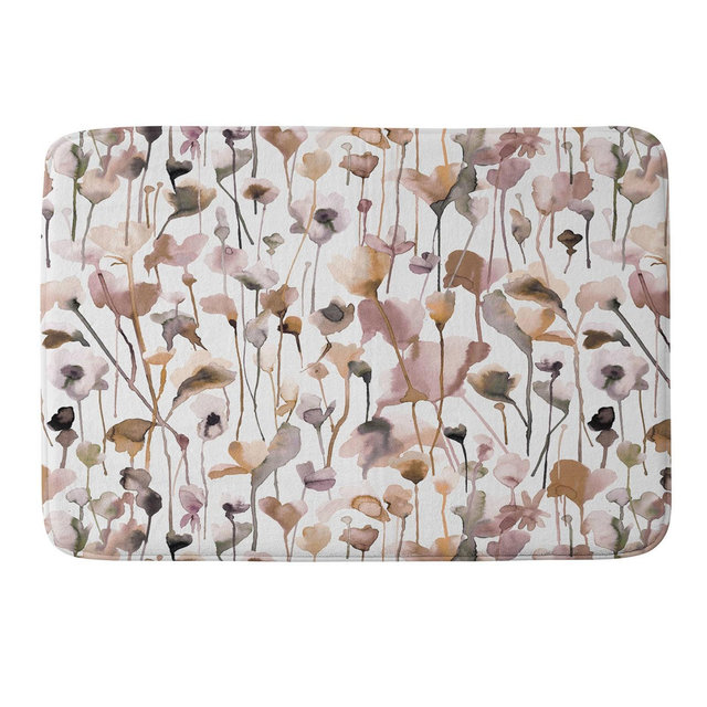 Deny Designs Ninola Design Wild Flowers Fall Nautral Memory Foam Bath Mat