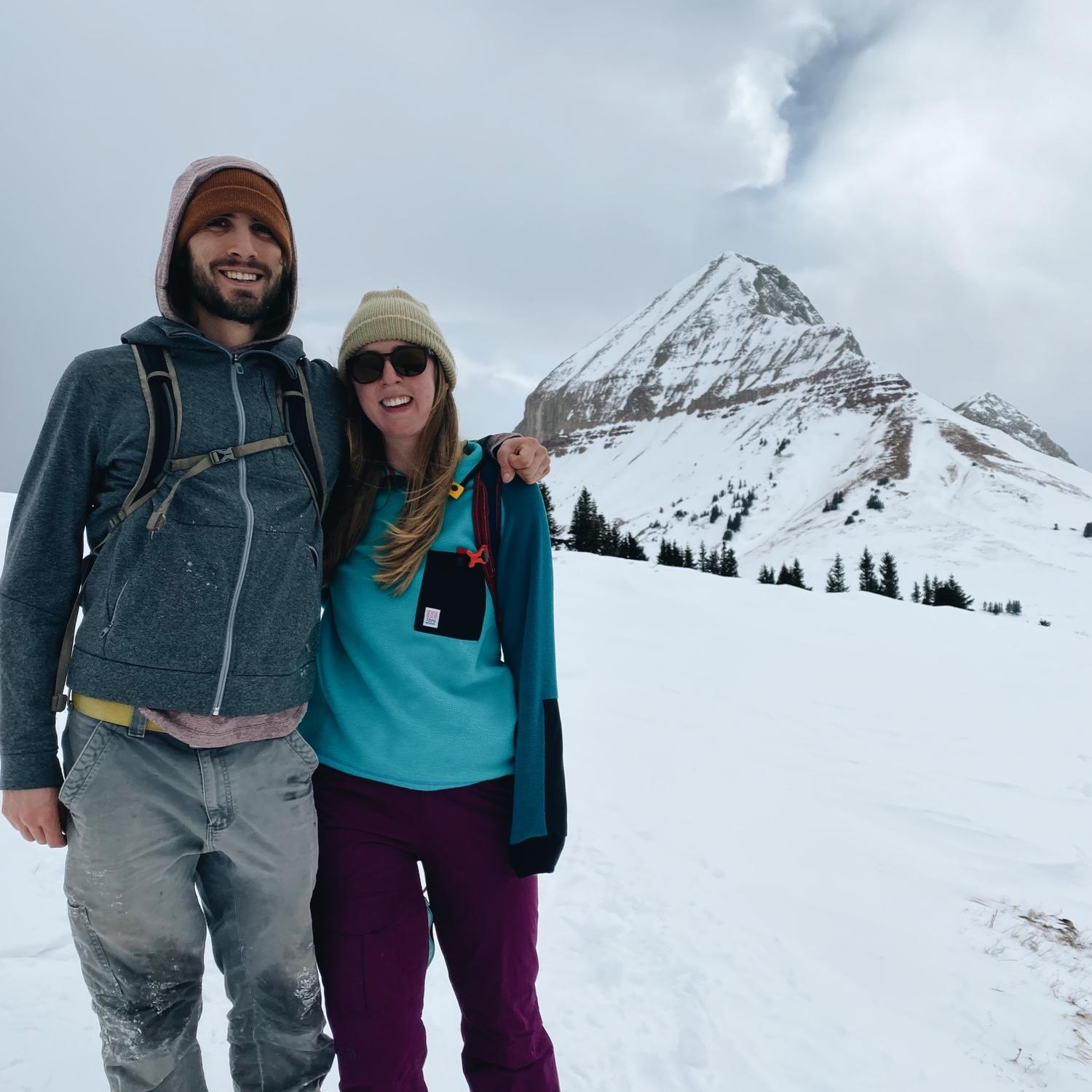 Snowshoeing to the base of Engineer Mountain (James forgot snowshoes and post-holed the whole way)