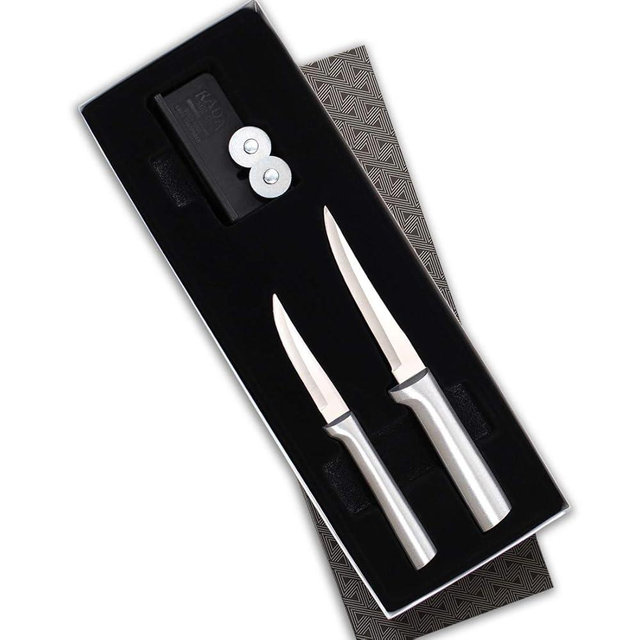 Rada Cutlery Paring Set and Knife Sharpener Stainless Steel Blades With Aluminum Handles, 8 3/8 Inches