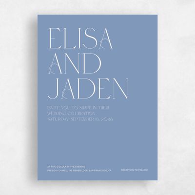 Denim Blue Wedding Invitation - Garnet Portrait