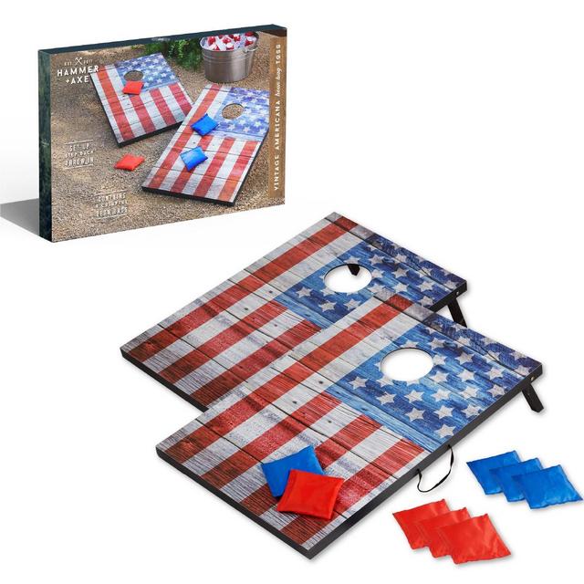 Hammer + Axe Game Bean Bag Toss Deluxe Game - Blue/Red