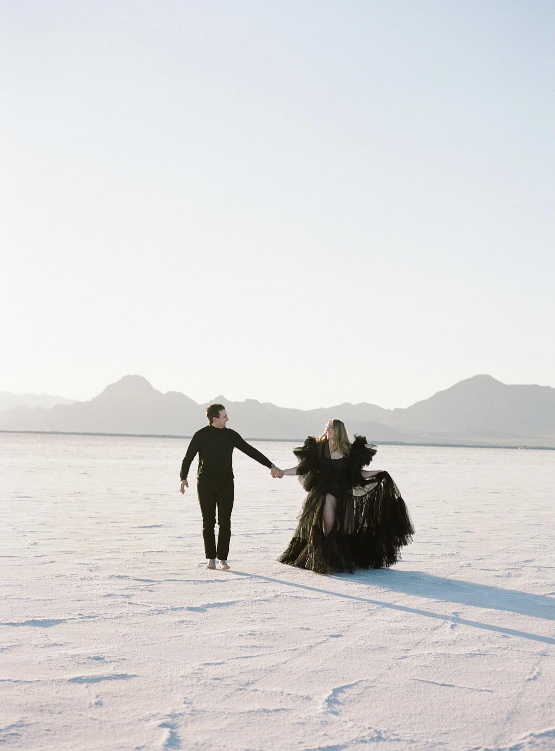 Impromptu engagement shoot at the Bonneville Salt Flats in Utah. September 2021