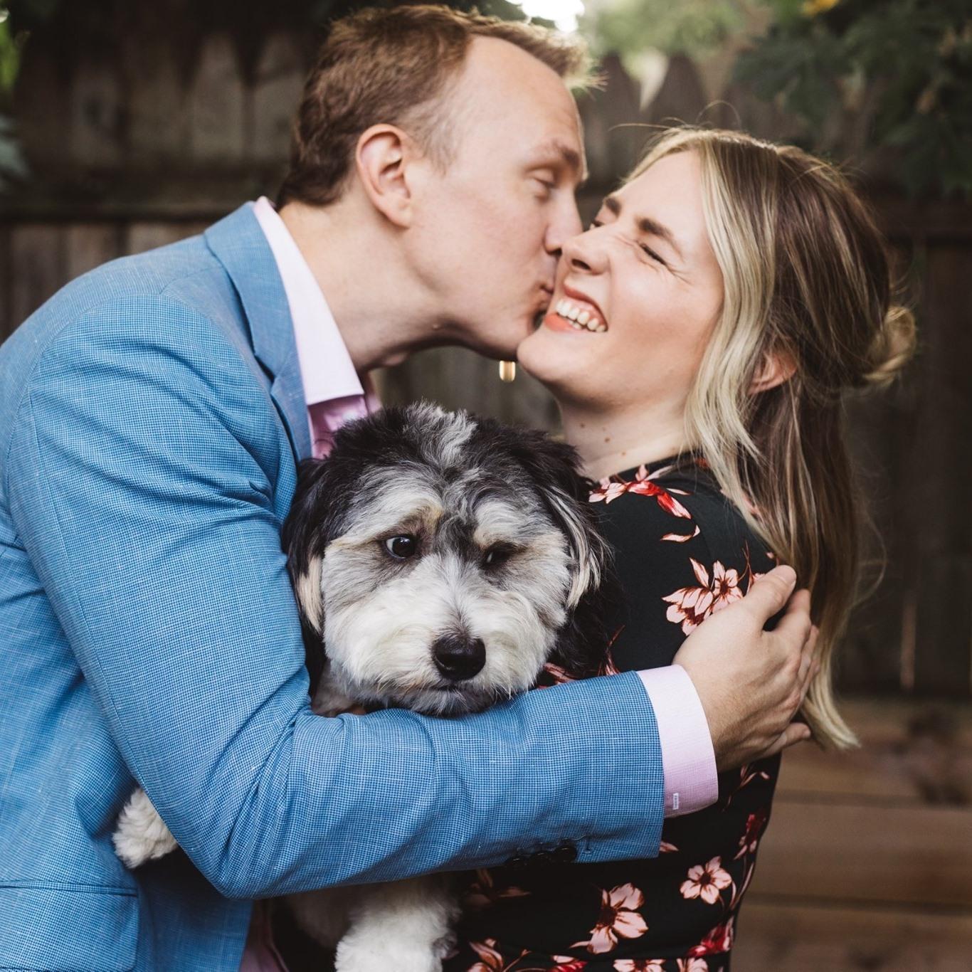 Engagement photo session with a very uninterested dog.