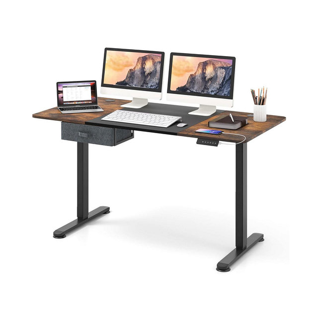 Costway Electric Standing Desk 55'' x 28'' Height Adjustable Sit Stand with USB Charging Port
