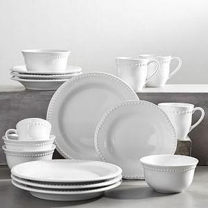 Emma Dinnerware 16 Piece Set with Cereal Bowl - True White