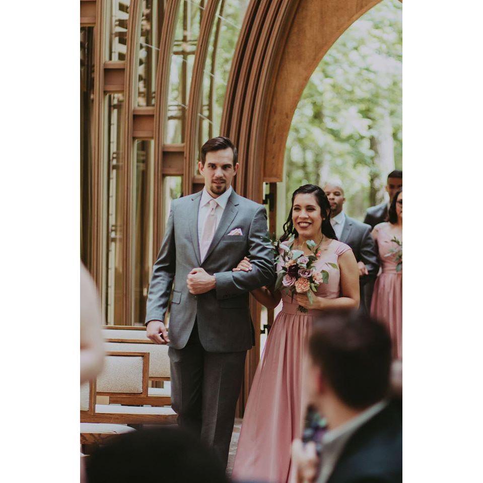 We walked down the aisle together... as a bridesmaid and groomsman for friends... don't get ahead of the story