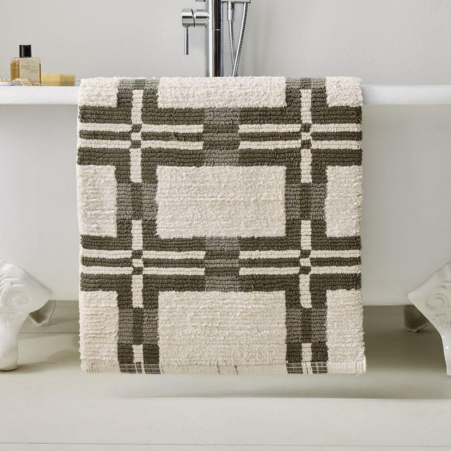 Plush Grid Bathmat, 20x34, Dark Olive