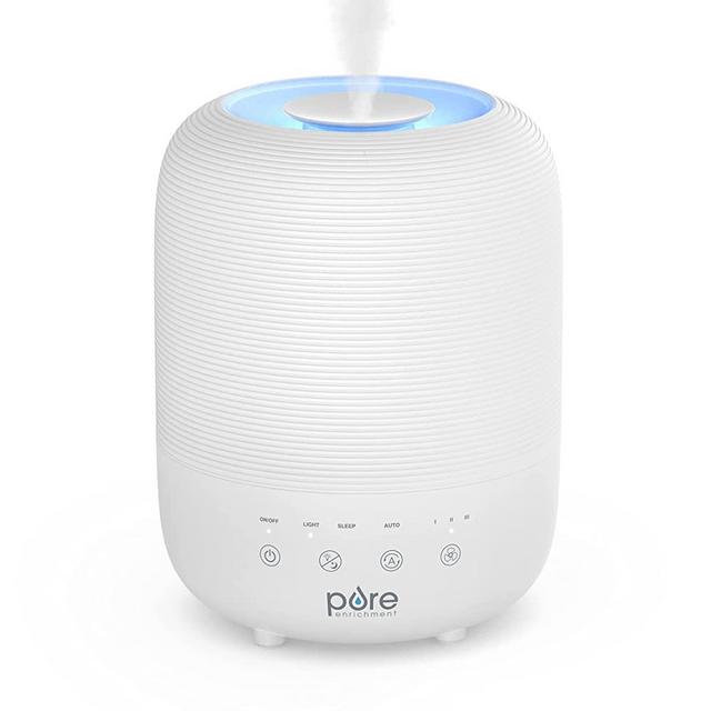 Pure Enrichment® HUME™ Sense Top Fill Humidifier - Patented Magnetic Suspension, Auto Mode Humidity Sensor, 3 Mist Settings, Optional Night Light, Optional Aromatherapy, Sleep Mode & Auto Shut-Off