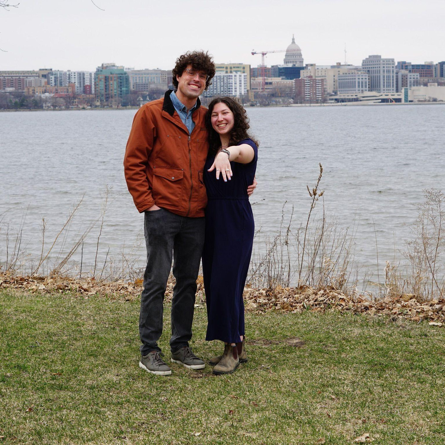 We got engaged at Olin Park in Madison on 3/29/25! Shoutout to photographer Michael Christianson.