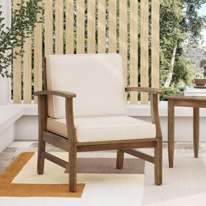 Perla Acacia Wood Outdoor Chair in Teak & Cream