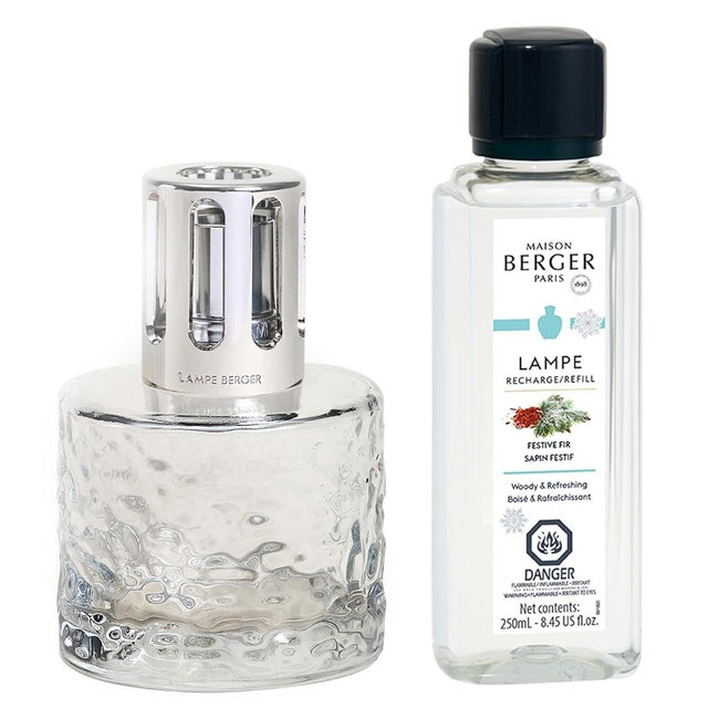 MAISON BERGER - Lampe Berger Home Fragrance Lamp Diffuser - Model Mirage - 4.7 x 3.1 x 3.1 inches - Includes Fragrance Festive Fir - 250 milliliters - 8.45 Fluid Ounces (Clear)