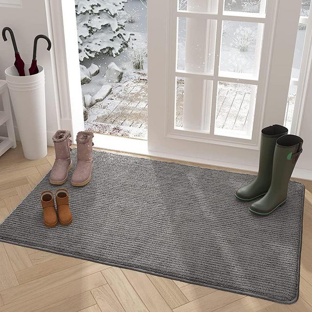 Color&Geometry Indoor Door Mat Entryway Rug Floor Mats for House, 24"X36" Welcome Doormat for Front Door Inside Outside Entry Outdoor Entrance Shoe Mat, Non Slip Machine Washable Low-Profile (Grey)