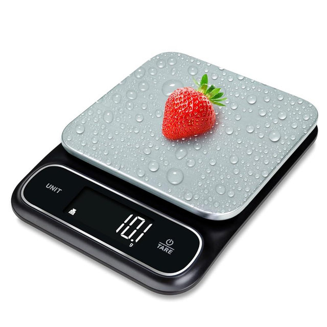 Fradel 0.1g Kitchen Food Scale 2024 - Waterproof Scale for Food Ounces and Grams, Cooking and Baking Scale w/a Stainless Steel Plate, Backlight, 11lbs Capacity - High Precision 0.1g/0.01oz (Square)