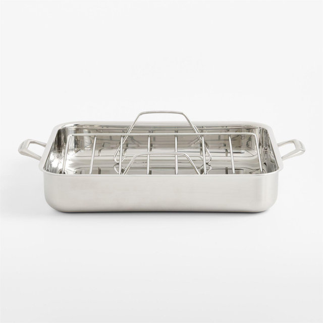 Crate & Barrel EvenCook Stainless™ Stainless Steel Roaster with Rack