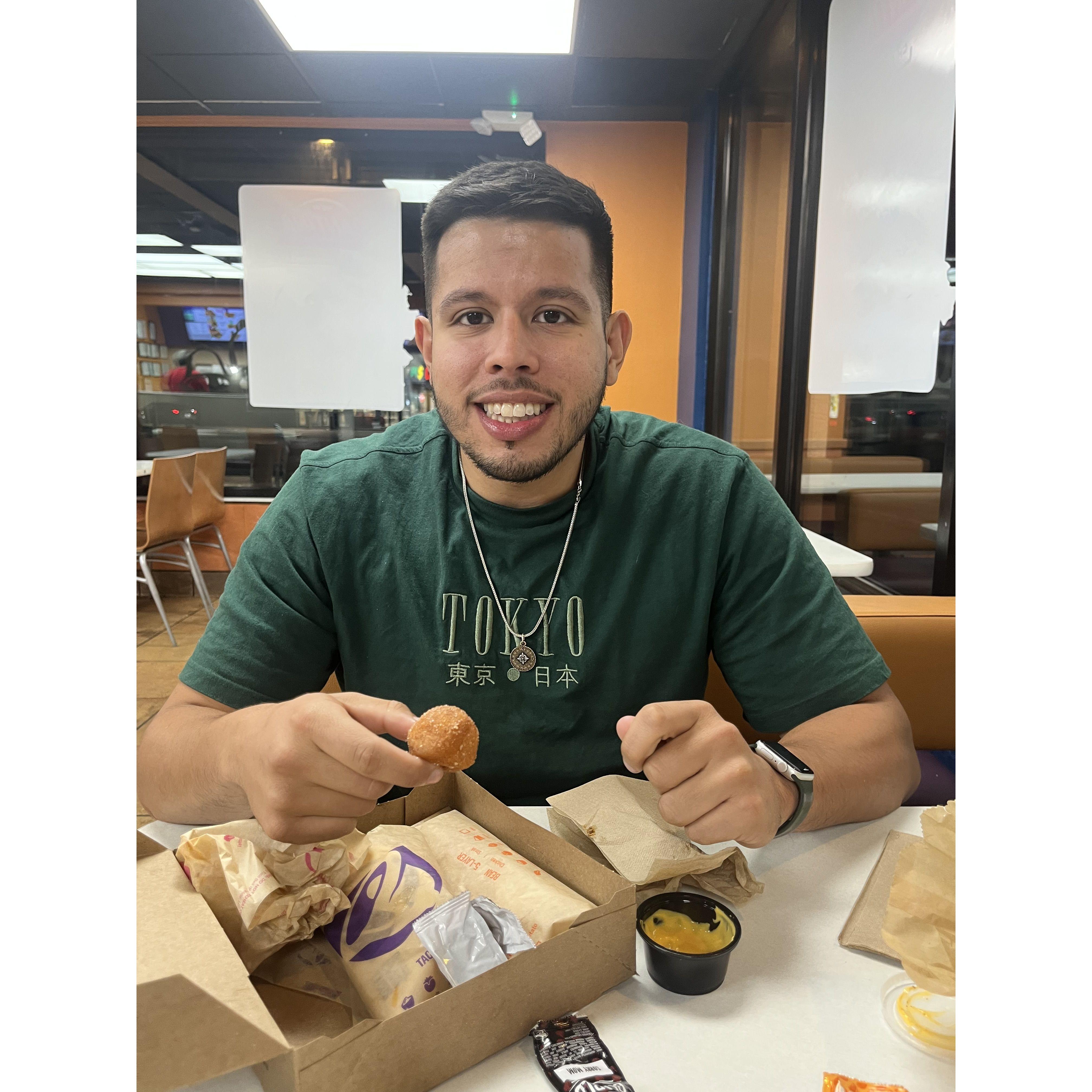 Celebratory Taco Bell dinner after asking for Berenice's mom and step-dad's blessing