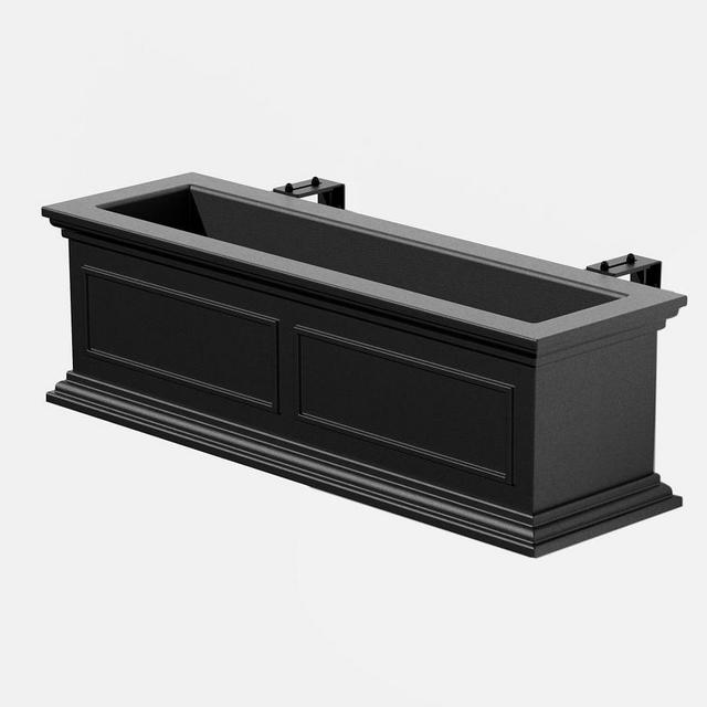 Veda Window Box Planters with Brackets, Black