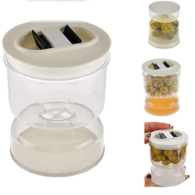 Pickle and Olive Hourglass Jar, Pickle Jar with Strainer Flip, Kimchi Pickles Olives Container Airtight Hourglass Jar (1PCS)