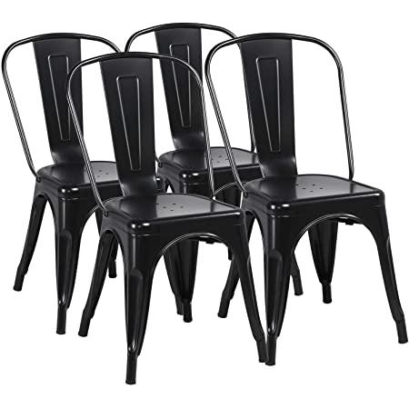 Amazon Basics Metal Dining Chairs - Set of 4, Black
