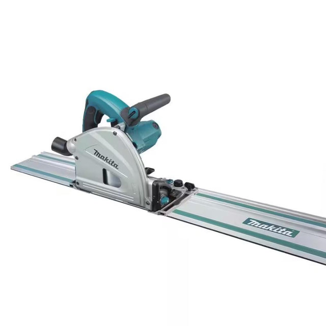 Makita 6-1/2" Plunge Circular Saw, with Stackable Tool Case with 55" Guide Rail, Premium Guide Rail Bag for 55" & Clamps SP6000J85E07023