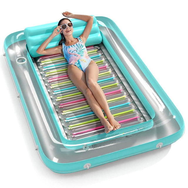 Inflatable Tanning Pool Lounger Float - Jasonwell 4 in 1 Sun Tan Tub Sunbathing Pool Lounge Raft Floatie Toys Water Filled Bed Mat Pad for Adult Blow Up Kiddie, Kids Ball Pit Pool L