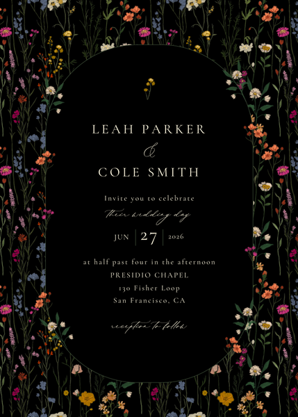 Agave Portrait | Black | Zola Wedding Invitations