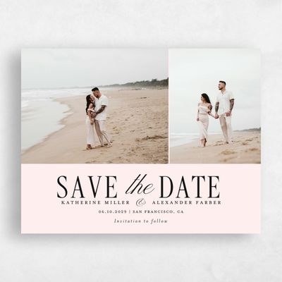 Lightest Blush, Pink Wedding Save the Date - Dove Multiphoto