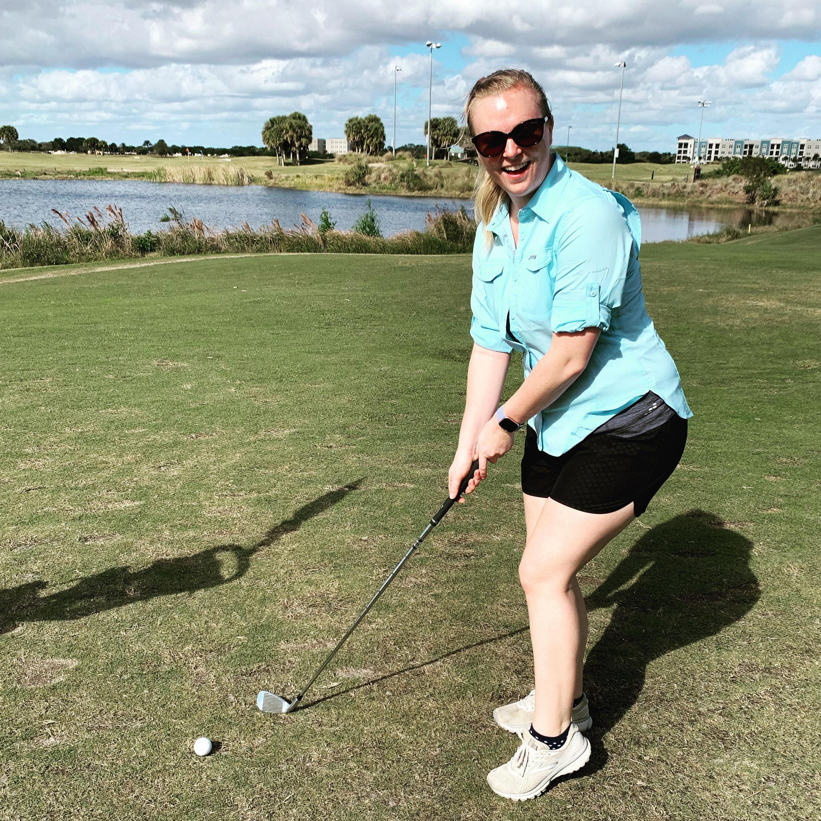 Playing a round of golf in January 2022