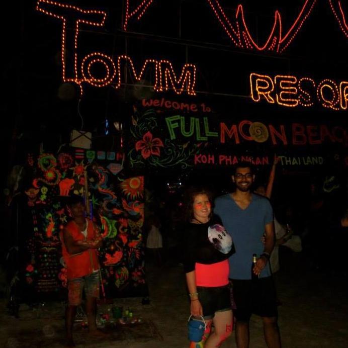 After completing the Peace Corps, Laine traveled with some girlfriends for 2 months. Tom met up with them in Thailand. This is from a Full Moon festival in November 2013.