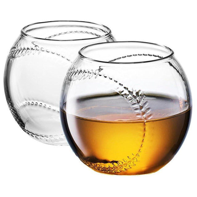 Baseball Whiskey Glass - Gifts for Dads, Fathers, Coaches & Baseball Lovers 12oz Whiskey Glass Perfect for Any Occasion, Baseball Lovers, Gifts, Baseball Themed Party, Baseball Birthday Gift Set ( 2 )