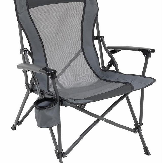 Browning Folding Camping Chairs for Adults - Durable Mesh Fabric Over Sturdy Powder Coated Steel Frame, Armrests Cup Holder, and Shoulder Carry Bag