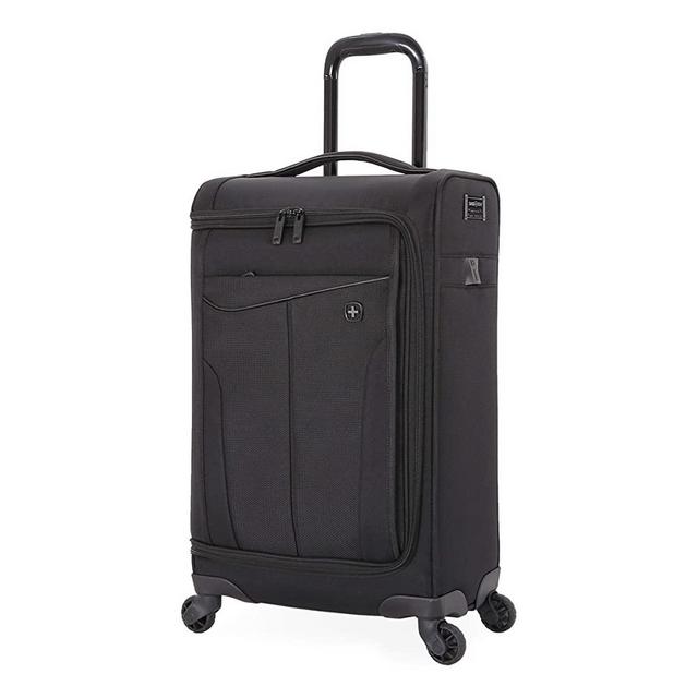 SwissGear USB Spinner with Garment Bag, Built in Powerbank Ready, Black