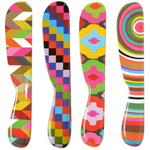 French Bull 6" Spreader Set of 4 - Melamine Dinnerware - Butter, Bagels, Cheese, Knife - Graphic