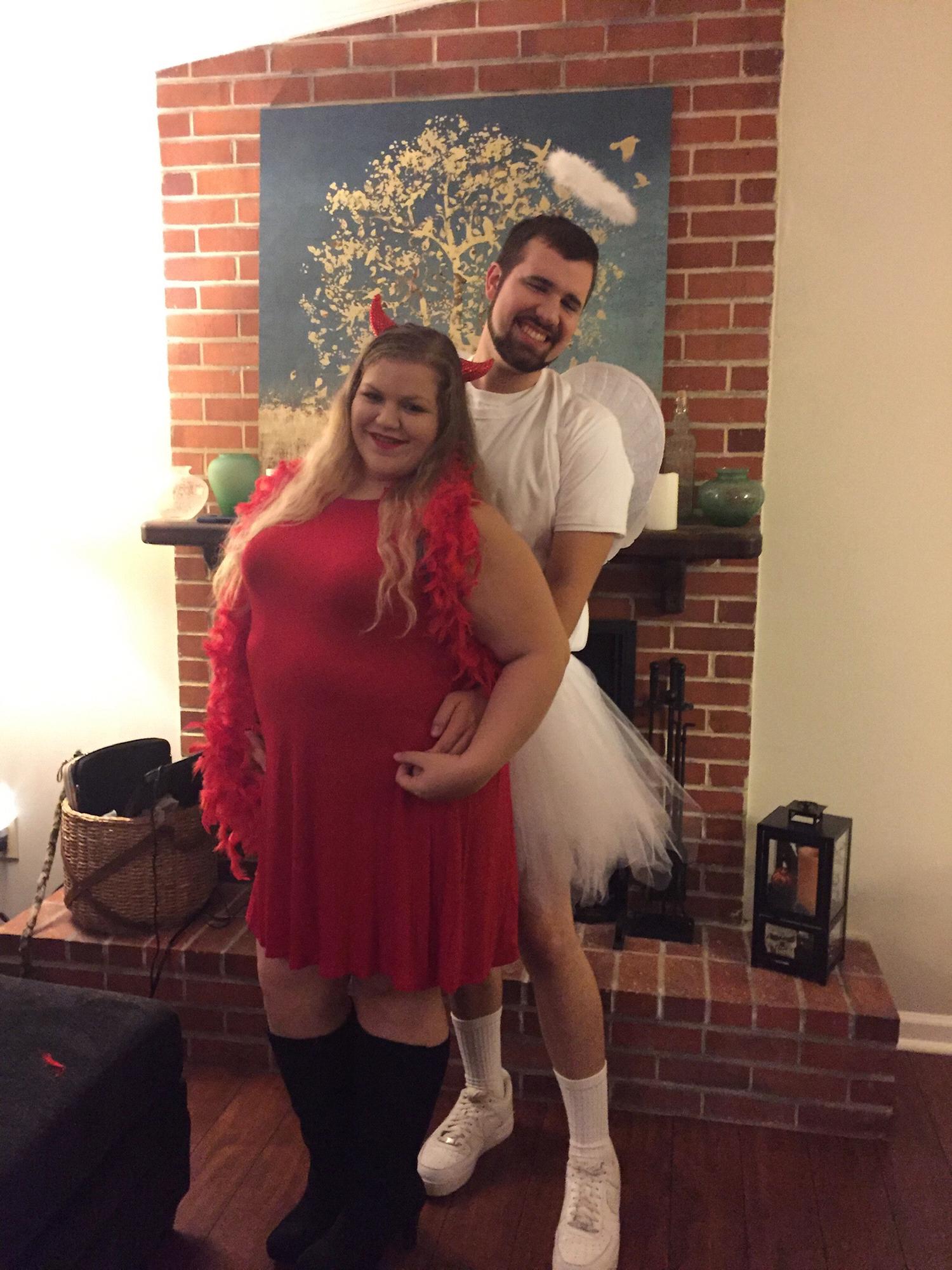 Halloween 2017. Classic Devil & Angel but made Ben wear the tutu.