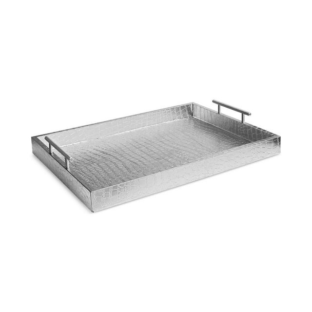 Alligator-Embossed Tray with Metal Handles