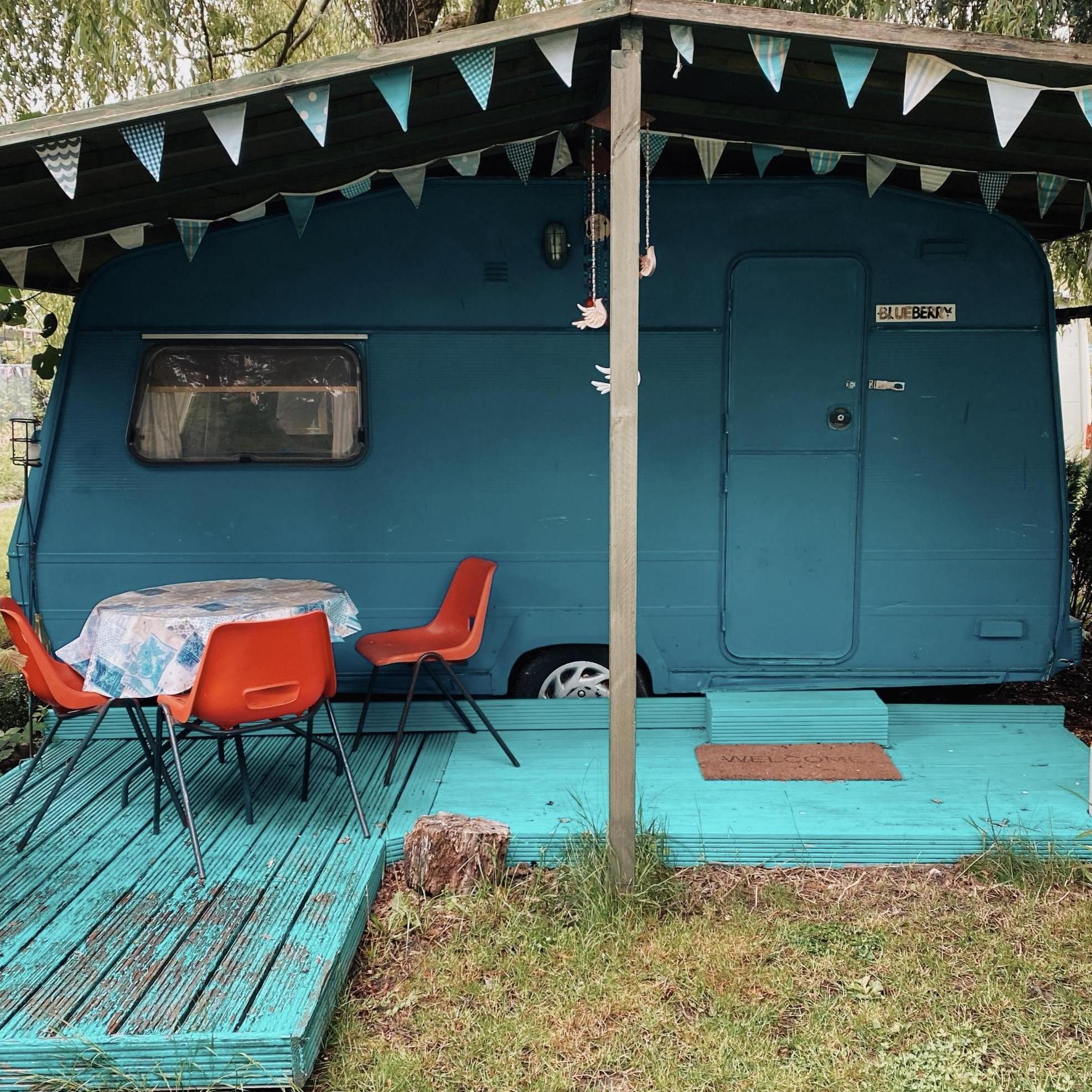 Caravans available at venue for sleeping accommodations.