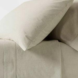 250 Thread Count Organic Percale Sheet Set Queen - Green Chambray Color