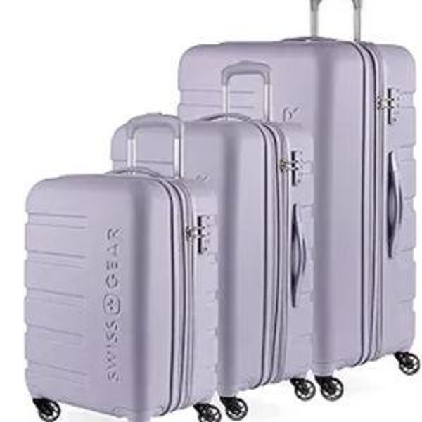 SwissGear 7366 Signature Hardside Expandable Luggage with Spinner Wheels, TSA Lock, Cup-Holder, Evening Haze, 3-Piece Set (19/23/27)