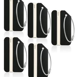 5Pack Black Aluminum Luggage Tag with Name ID Card