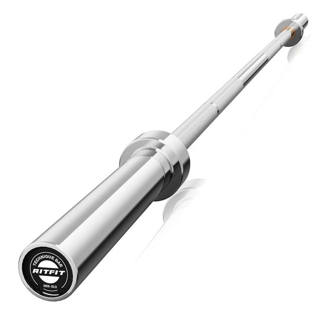 RITFIT 4ft/4.8ft/6ft Olympic Barbell for Strength and Weightlifting Training - 2 Inch Olympic Bar for Squat, Deadlift, Curl, Bench Press, Overhead Press - 350lbs/500lbs Capacity with Weight Plates